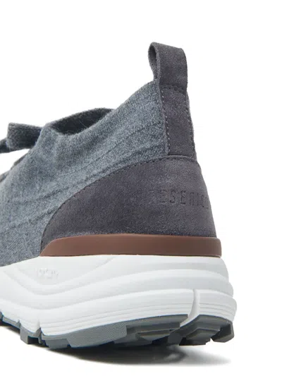 Peserico Suede-panel Sneakers In Blue