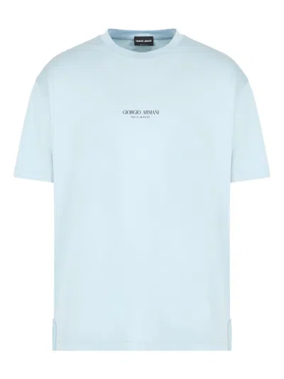 Giorgio Armani Logo T-shirt In Blue