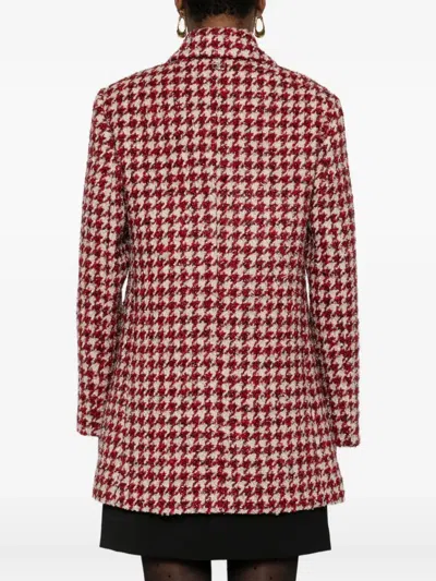 Liu •jo Houndstooth-pattern Pocketed Coat In Multi