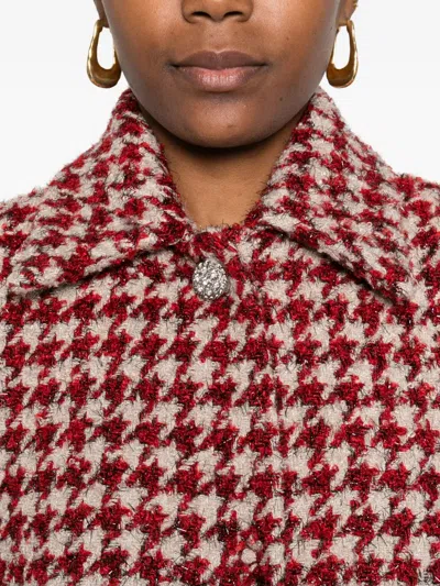 Liu •jo Houndstooth-pattern Pocketed Coat In Multi