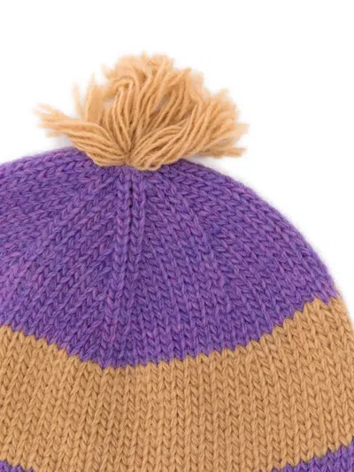 The Animals Observatory Zebu Striped Pom-pom Beanie In Multi