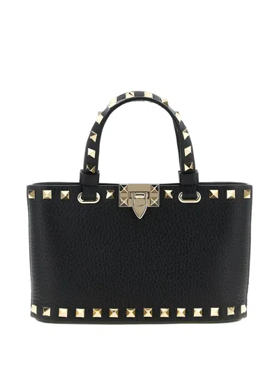 Valentino Rockstud Mini Tote Bag With Chain Strap In Black