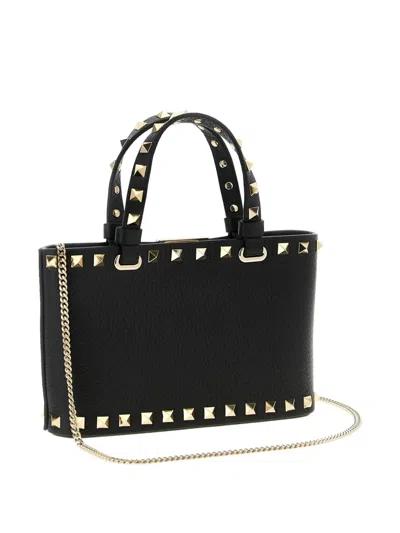 Valentino Rockstud Mini Tote Bag With Chain Strap In Black
