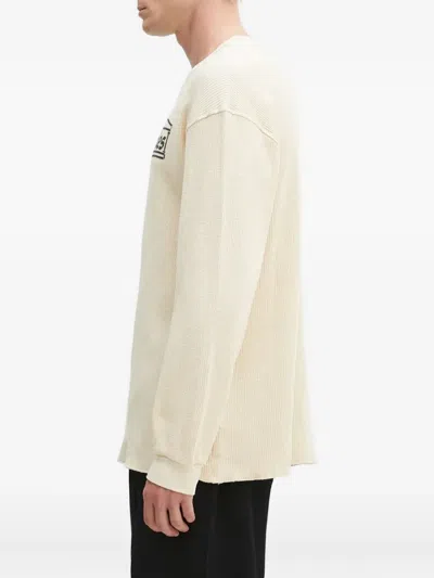 Aries Logo Waffle-pattern Sweatshirt In Neutral