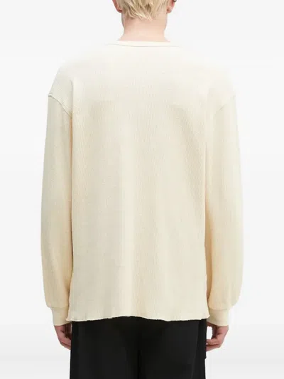 Aries Logo Waffle-pattern Sweatshirt In Neutral