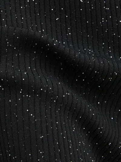 Hugo Boss Long-sleeved Knitted Dress With Sequin Embellishments In Black