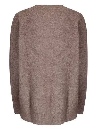 P.a.r.o.s.h Oversized Wool Sweater With Wide Round Neckline In Brown