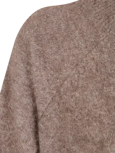 P.a.r.o.s.h Oversized Wool Sweater With Wide Round Neckline In Brown