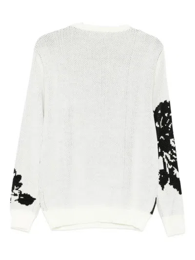 Imperial Floral-motif Crew-neck Sweater In White