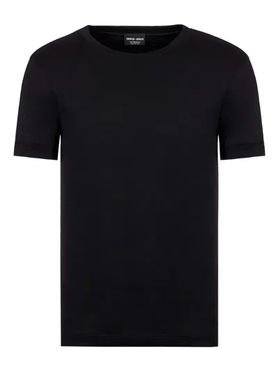 Giorgio Armani Crew-neck Short-sleeve T-shirt In Black