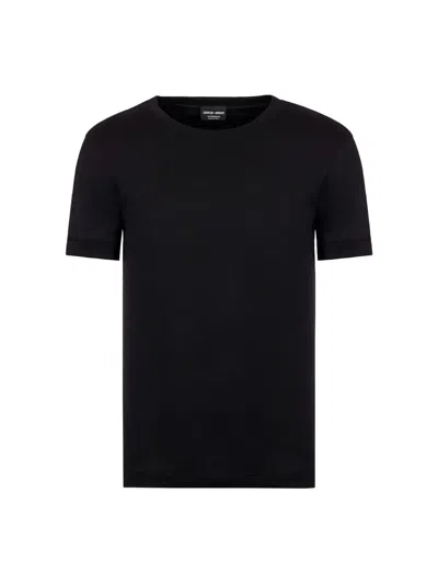 Giorgio Armani Crew-neck Short-sleeve T-shirt In Black