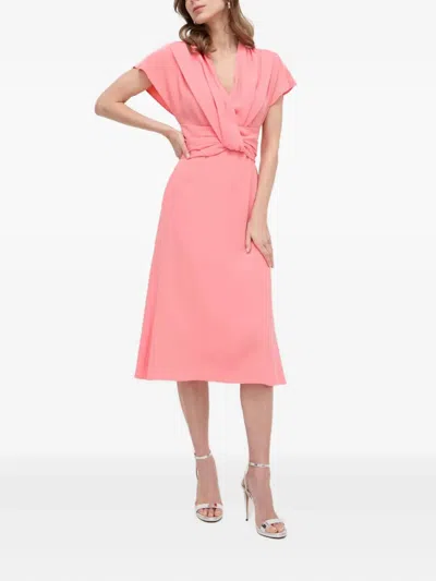 Hugo Boss Twisted-detail V-neck Dress In Pink