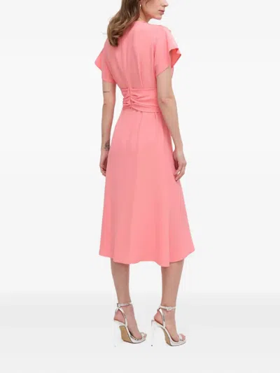 Hugo Boss Twisted-detail V-neck Dress In Pink
