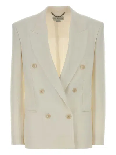 Stella Mccartney Tailored Wool Blazer Featuring Structured Shoulders In Neutral