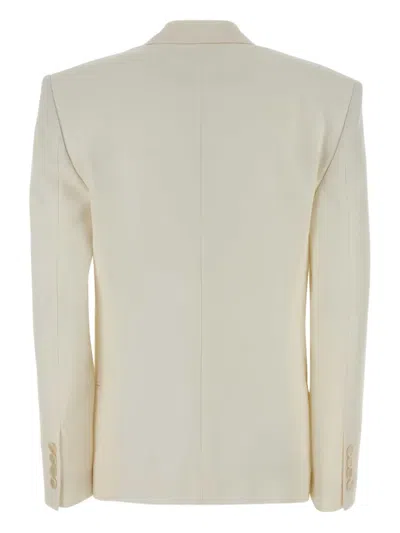 Stella Mccartney Tailored Wool Blazer Featuring Structured Shoulders In Neutral