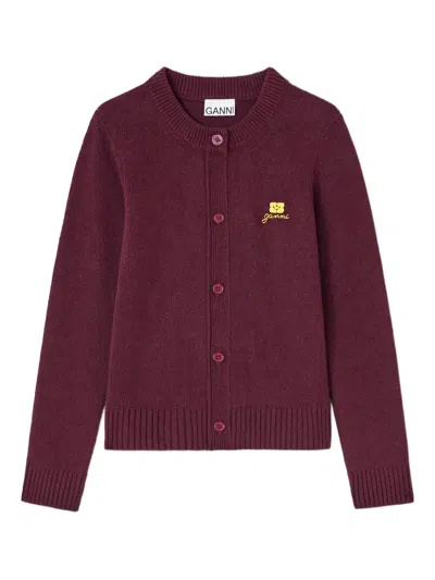 Ganni Knitwear With Ribbed Cuffs And Hem In Brown