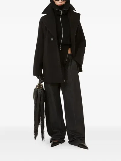 Sportmax Double-breasted Coat Front Pockets In Black