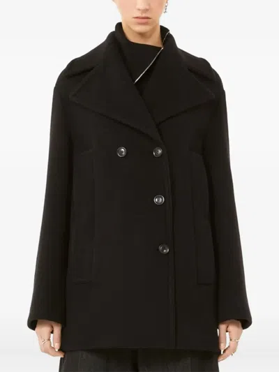 Sportmax Double-breasted Coat Front Pockets In Black