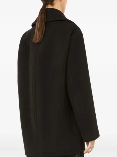 Sportmax Double-breasted Coat Front Pockets In Black