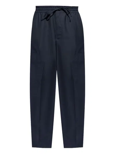Kenzo Drawstring Tapered Trousers In Blue