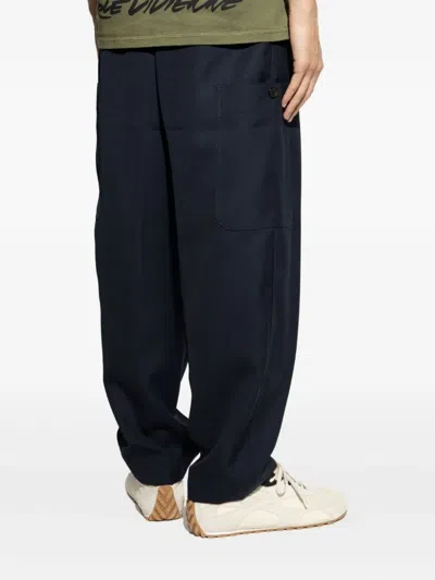 Kenzo Drawstring Tapered Trousers In Blue