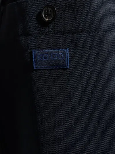 Kenzo Drawstring Tapered Trousers In Blue