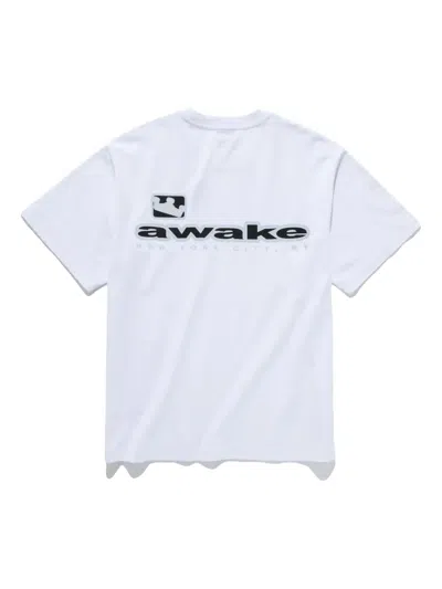 Awake Ny Mens White New York City Crewneck Cotton-jersey T-shirt In White