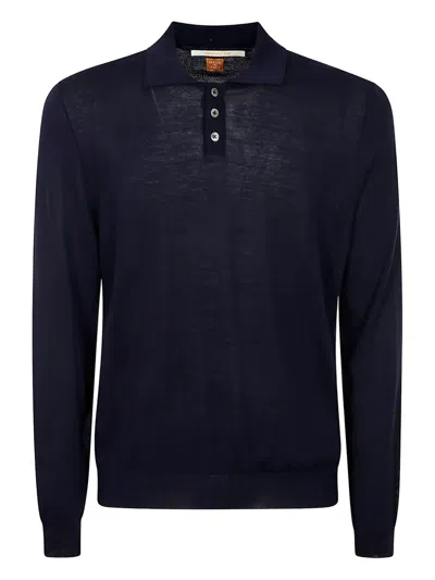 Alpha Industries Long-sleeve Button Polo Shirt In Blue