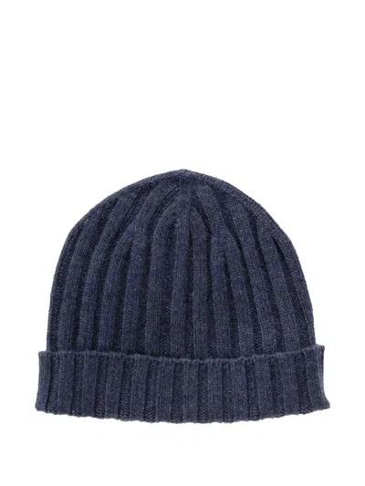 Alpha Industries Ribbed Cashmere Beanie In Blue