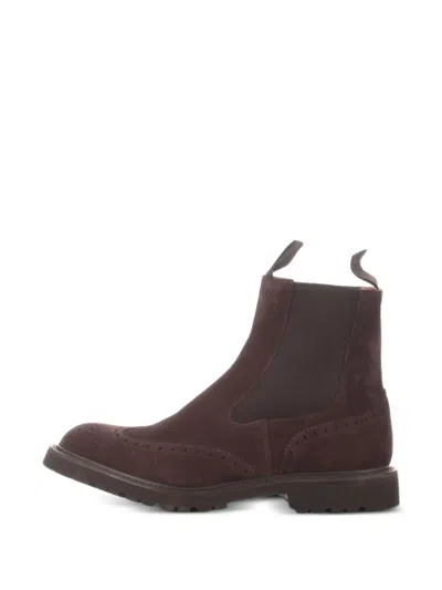 Tricker's Coffee Suede Trickers Boot With Brogue Detailing In Brown