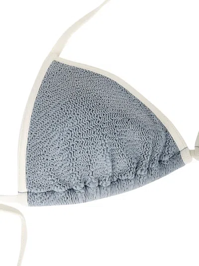 Mc2 Saint Barth Crinkle-textured Triangle Bikini Top In Gray