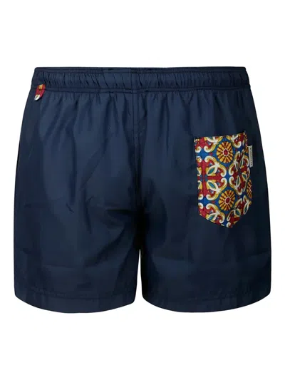Peninsula Swimwear Patterned-pocket Swim Shorts In Blue