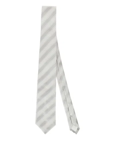 Bigi Milano Striped Silk Tie In White