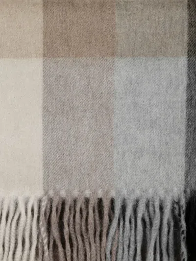 Begg X Co Checked Fringed Scarf In Multi