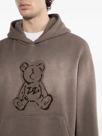 Izzue Bear-print Hoodie In Gray