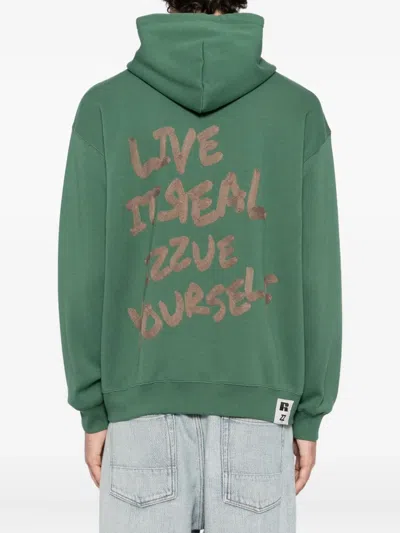 Izzue Graphic-embroidered Hoodie In Green