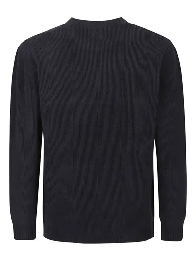 C.p. Company Knitwear Crew Neck In Chenille Cotton In Black
