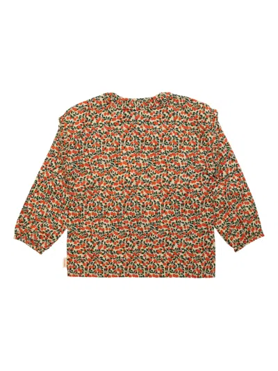 樱桃印花荷叶边衬衫