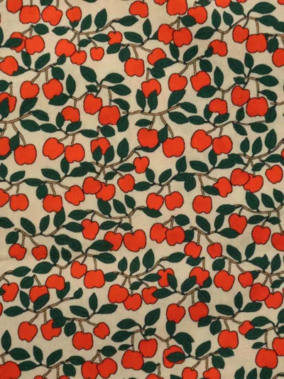 樱桃印花荷叶边衬衫