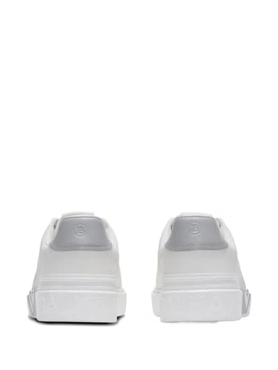 Balmain Low-top Court Sneakers In Smooth Leather In White