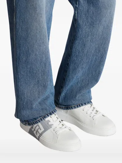 Balmain Low-top Court Sneakers In Smooth Leather In White