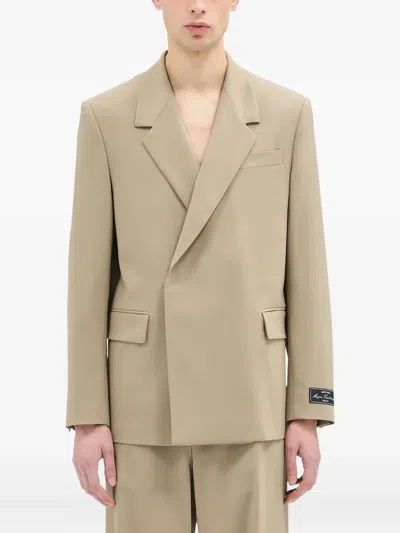 Msgm Buttoned Single-breasted Jacket In Brown