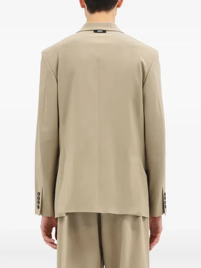 Msgm Buttoned Single-breasted Jacket In Brown
