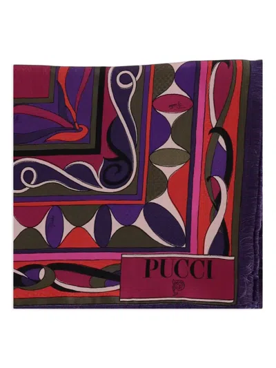 Pucci Geometric-print Frayed Scarf In Multi