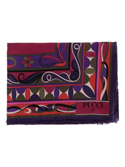 Pucci Geometric-print Frayed Scarf In Multi