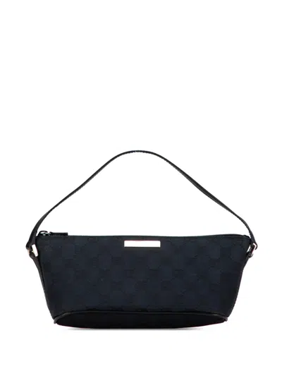 Pre-owned Gucci 2000-2015 Gg Canvas Boat Shoulder Bag In Blue