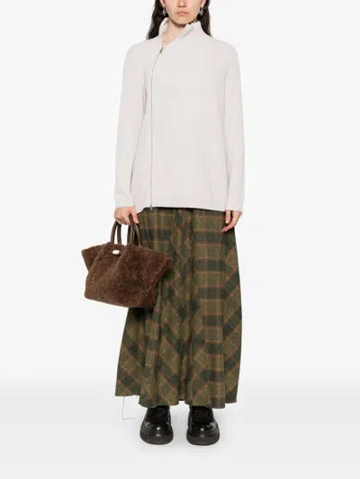 Alpha Studio High Neck Asymmetrical Zip Sweater In Neutral