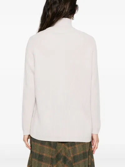 Alpha Studio High Neck Asymmetrical Zip Sweater In Neutral