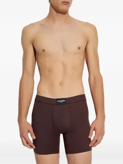 Dsquared2 Logo-patch Boxers In Brown