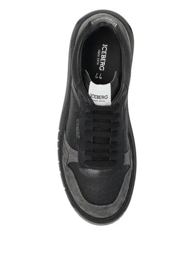 Iceberg Leather-panelled Sneakers In Black